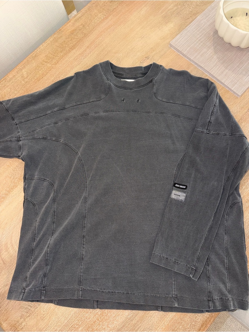Joah Brown Washed Charcoal Gray Long-Sleeve Tee